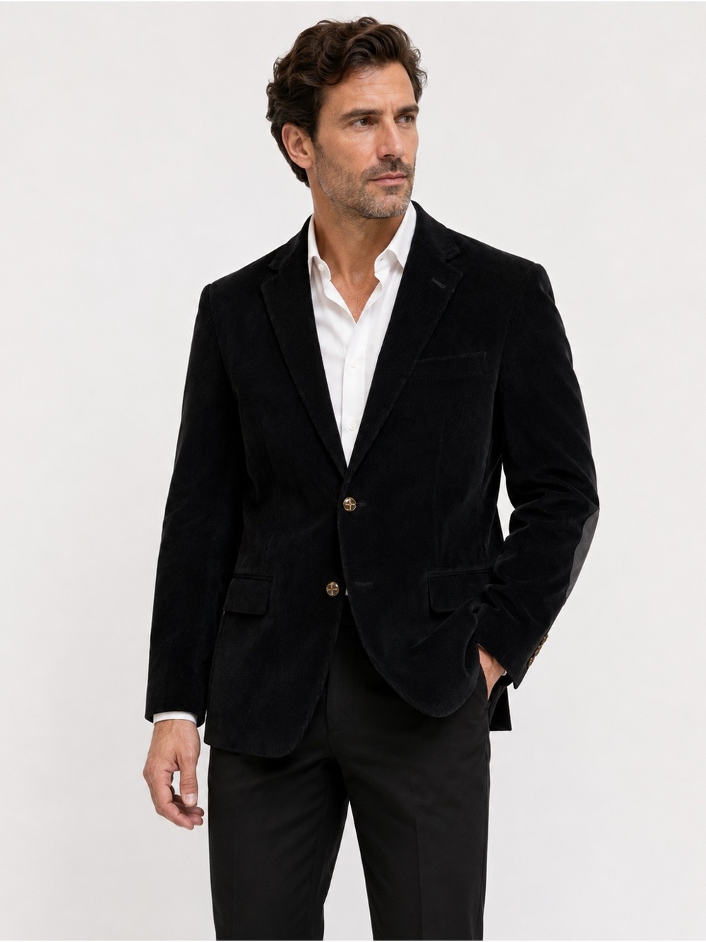 Cordova & Grey Black Corduroy Blazer 48 Elbow Patch Made Canada